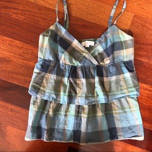 LOFT Flowy Plaid Camisole Tank Top Sz SP